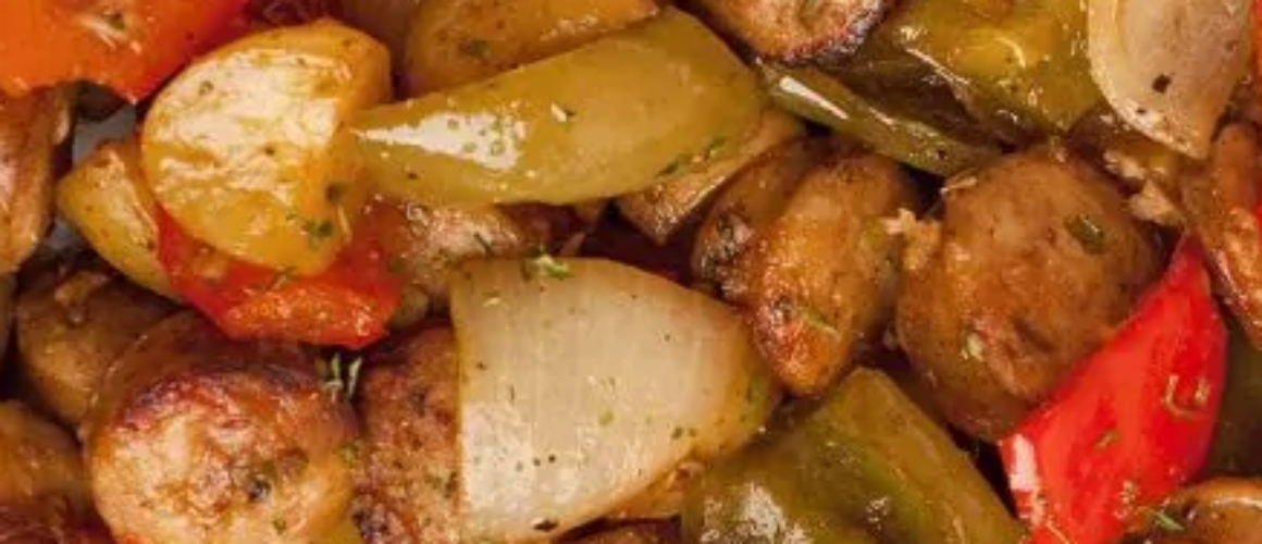Balsamic-Roasted Sausage, Peppers and Potatoes
