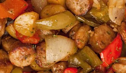 Balsamic-Roasted Sausage, Peppers and Potatoes