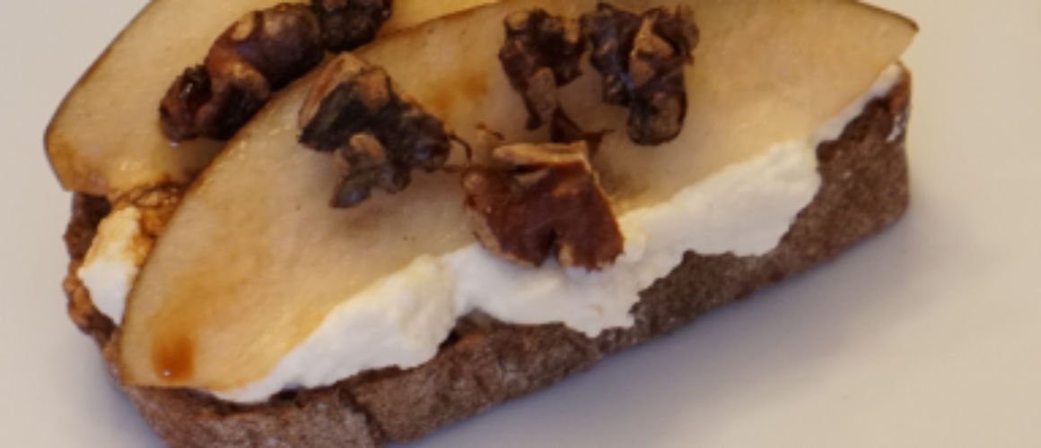 Ricotta, Pear and Walnut Crostini